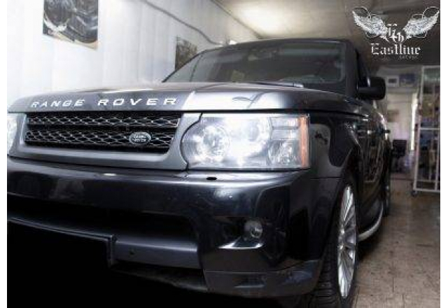 Land Rover Range Rover Sport перетяжка потолка в алькантару цвета антрацит и пошив ручек в экокожу