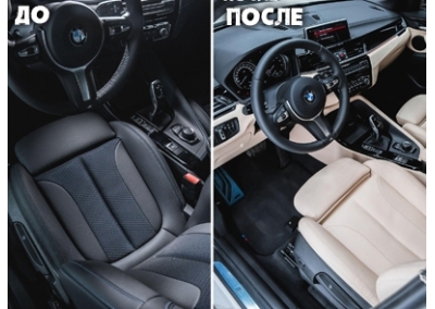 BMW X1 - перетяжка салона в фактурную кожу 