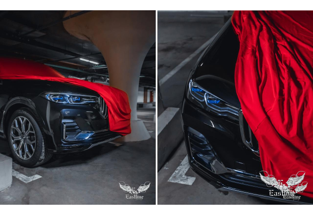 BMW X7 - пошив индивидуального чехла для гаражного хранения 