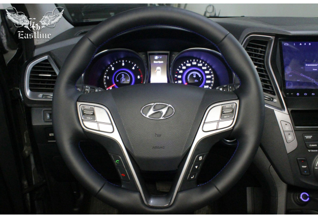 Hyundai Santa Fe – установка подогрева руля и перетяжка в натуральную кожу