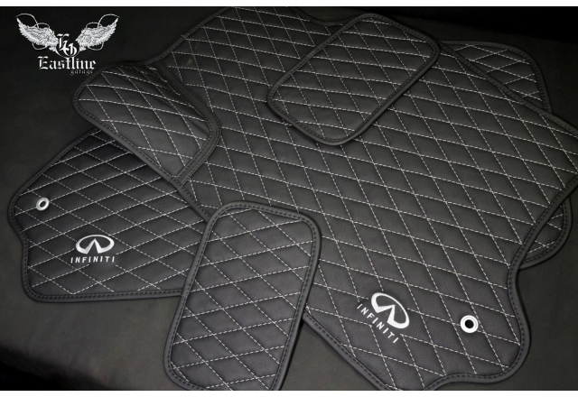 Infiniti G25 - комплект передних ковриков из экокожи с вышивкой