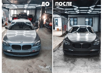 BMW 7 - оклейка кузова в серый матовый цвет.