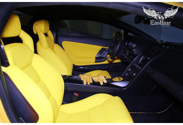 Lamborghini Gallardo – комплексная перетяжка салона в яркую немецкую кожу желтого цвета