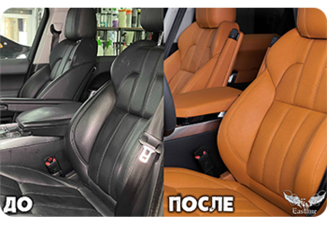 Перетяжка салона Land Rover Range Rover в натуральную кожу цвета Tan