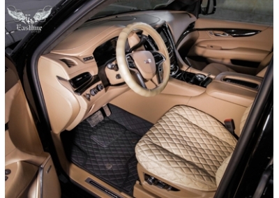 Cadillac Escalade – комплект 3D ковров из фактурной экокожи черного цвета